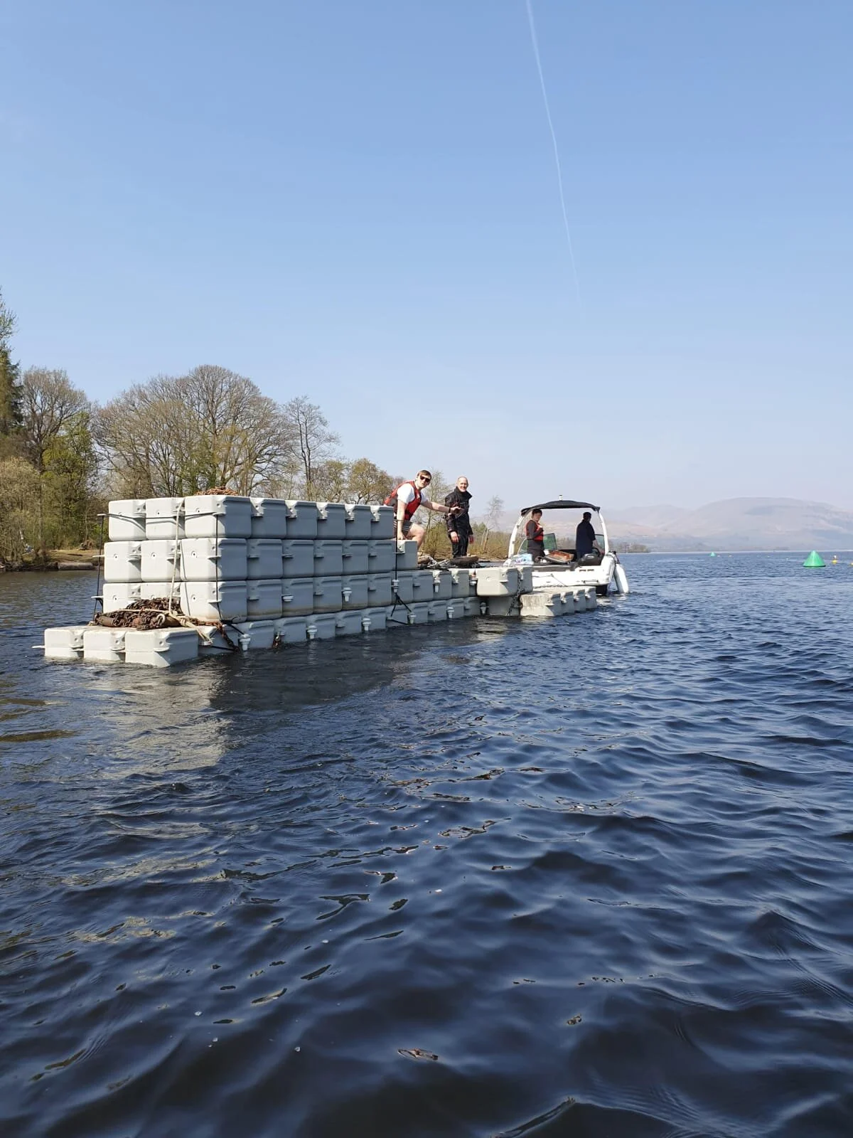 Modular Platform being towed on Loch Lomond