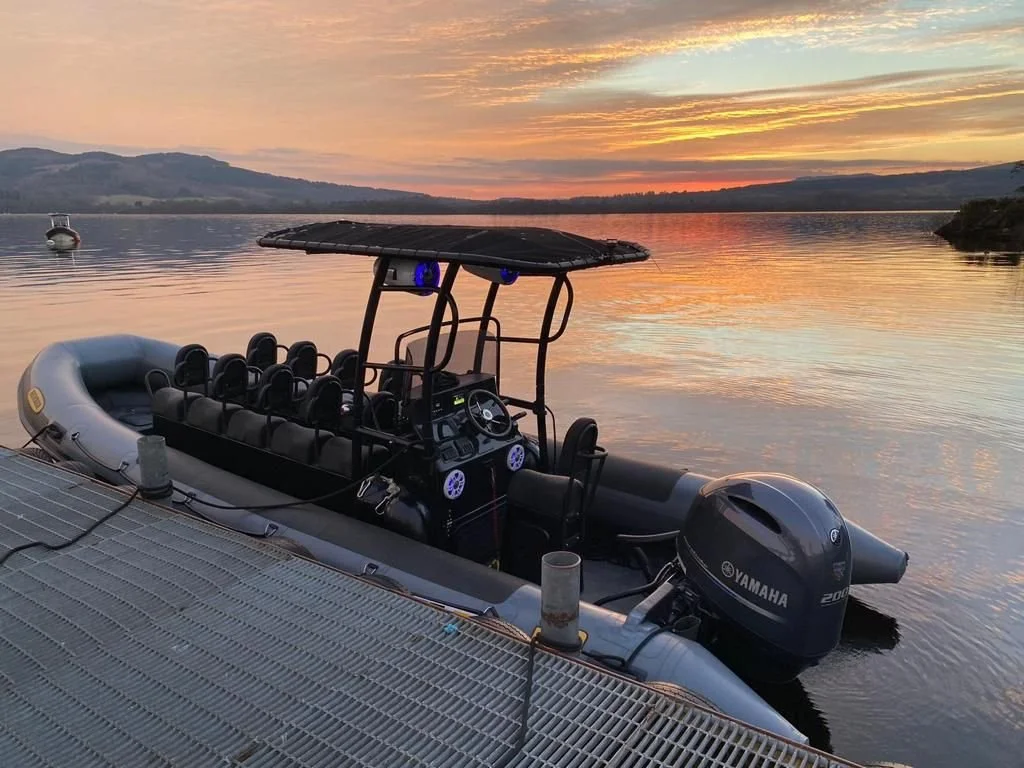 Humber RIB Speedboat at Sunset on Loch Lomond