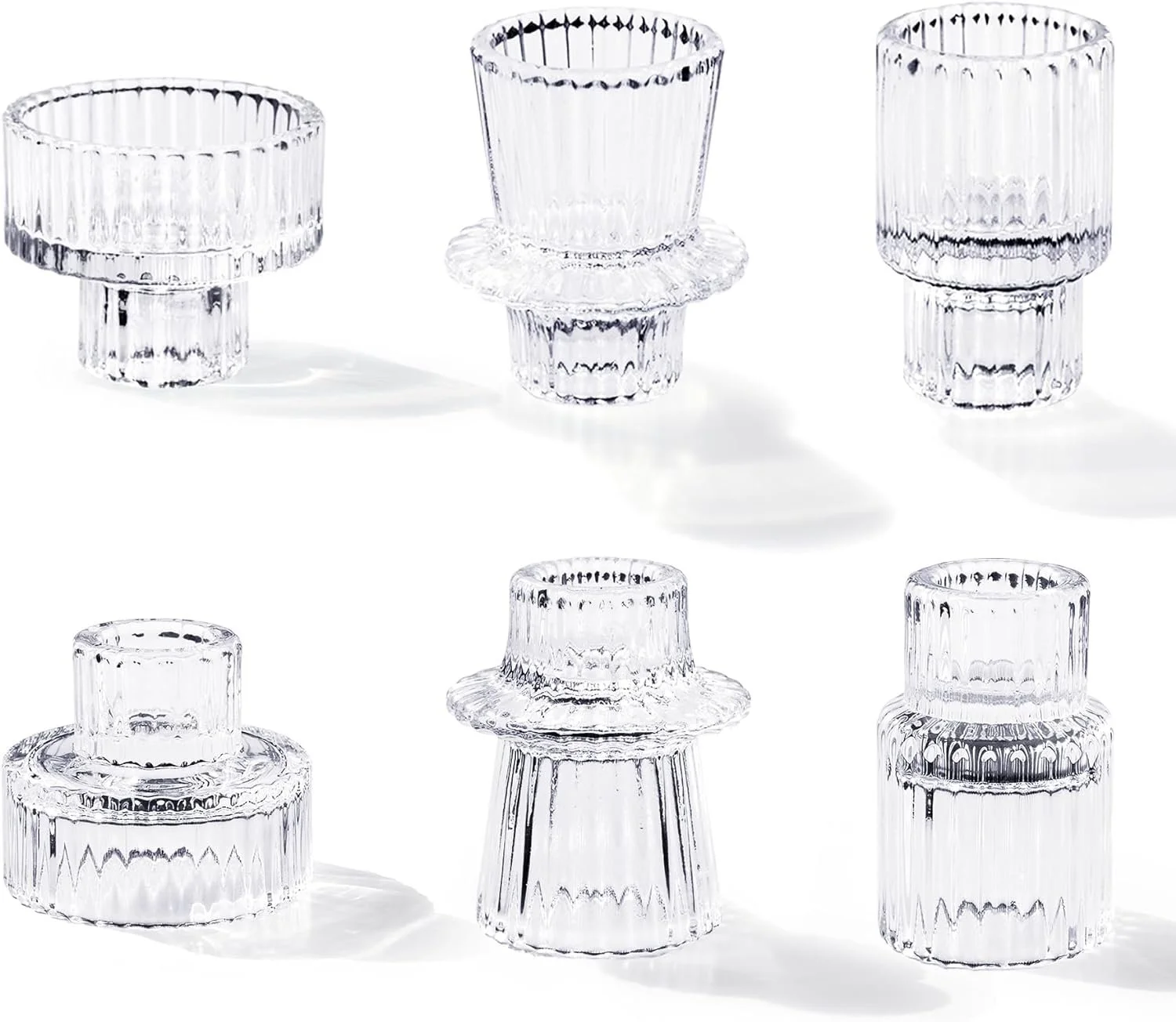 Crystal Ribbed Taper Candle Holder