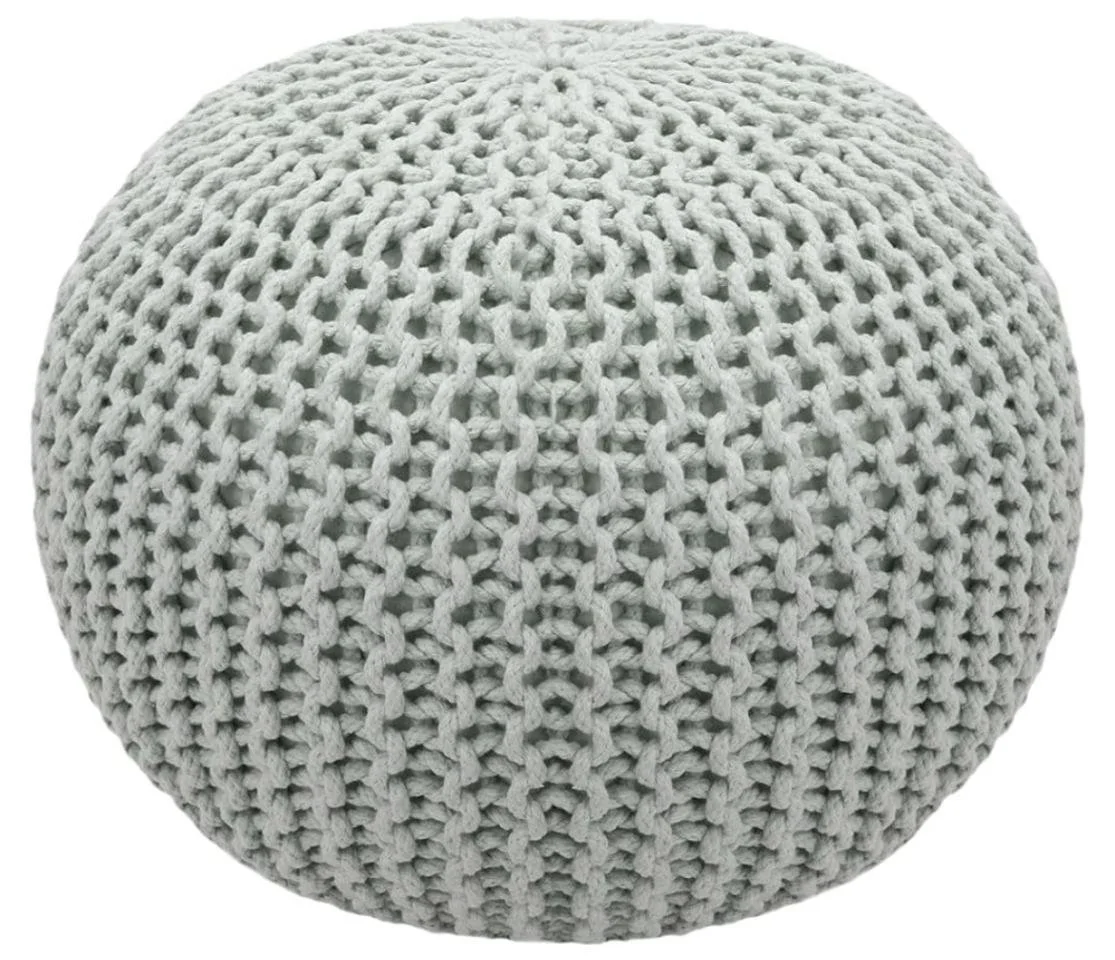Round Cream Knit Ball Ottoman