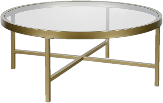 Round Gold & Glass Coffee Table