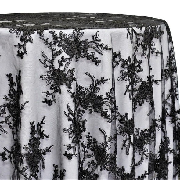 Black Lace Overlay Table Linen