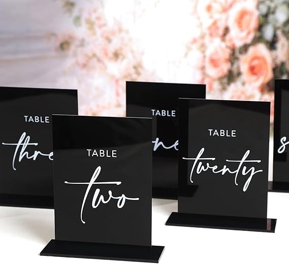 5" x 7" Black Acrylic Table Numbers (1-20)