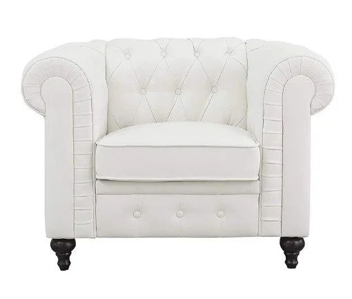 Chesterfield Cream Faux Leather Lounge Chair