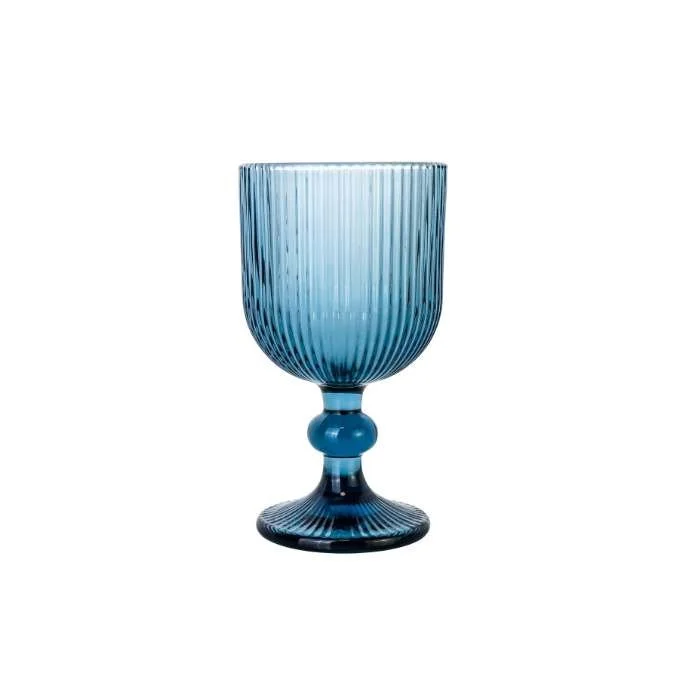 Blue Ribbed Goblet