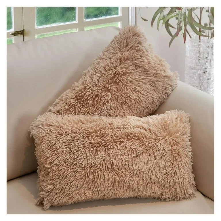 Blush Faux Fur Throw Pillow