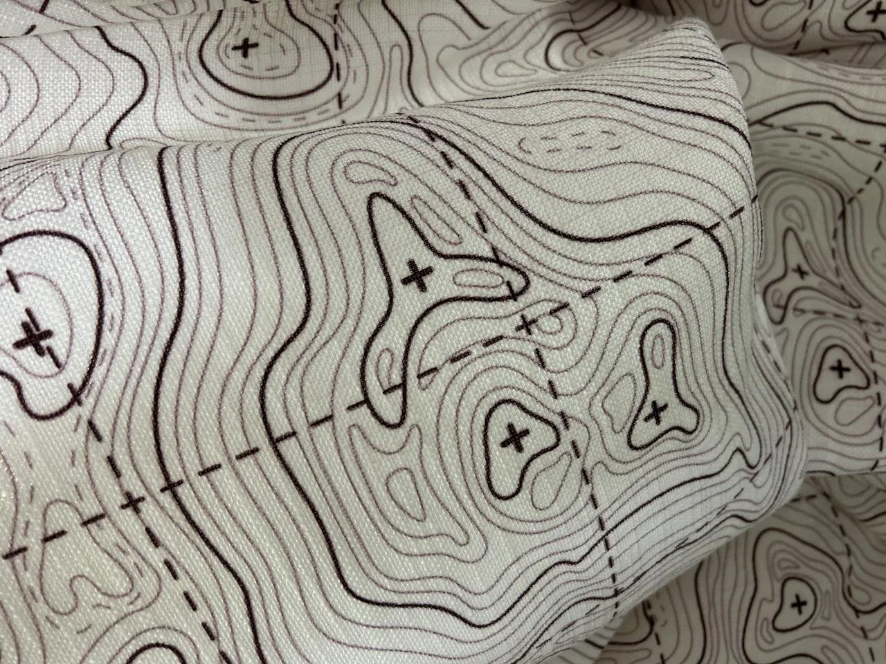 Grid Map on Beige Panama Table Linen