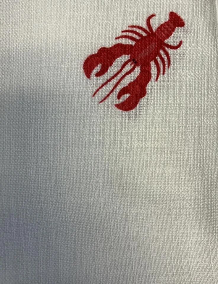 Lobster Print on White Panama Napkins