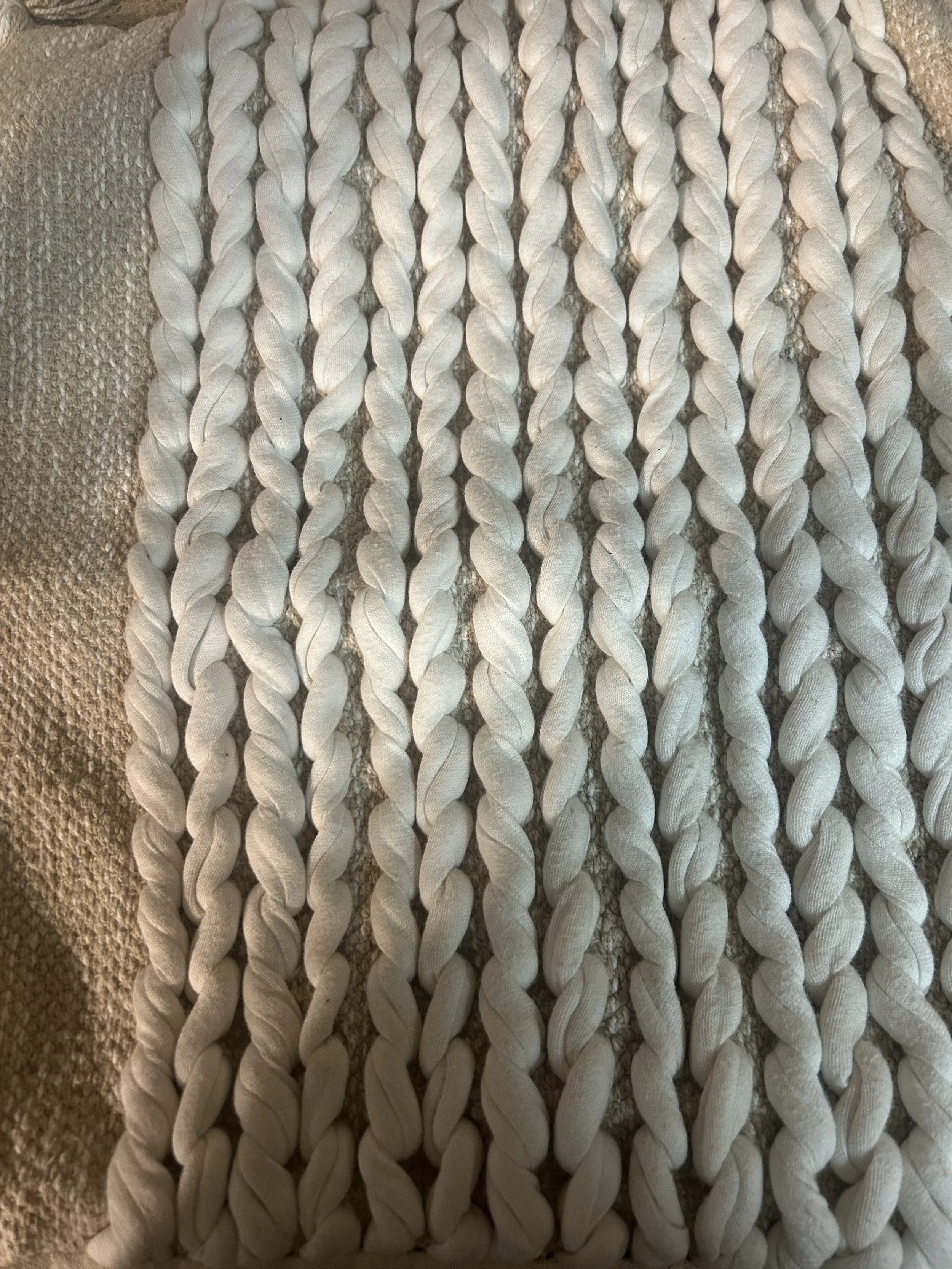 Natural Thick Knit Boho w/ Tassels Throw Pillow