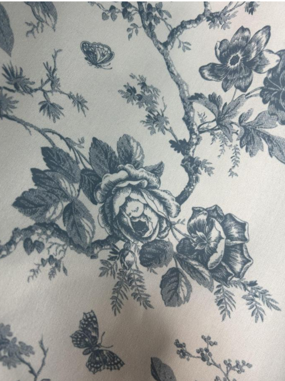 Slate French Party Toile on Soft Ivory Spun Poly Table Linen