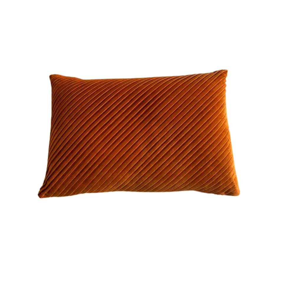 Spice Velvet Ribbed Throw Pillow