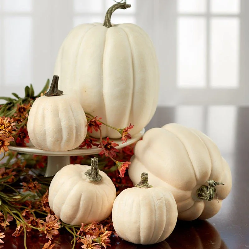 Assorted White/Cream Faux Pumpkins