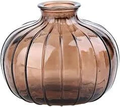 Amber Hobnail/Ribbed Bud Vase