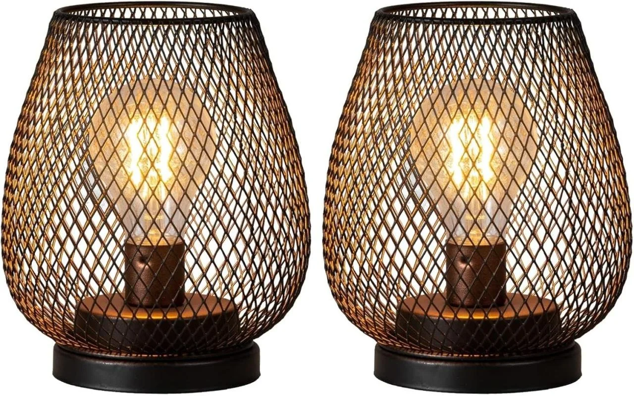 7" Bronze Metal Cage Lamp