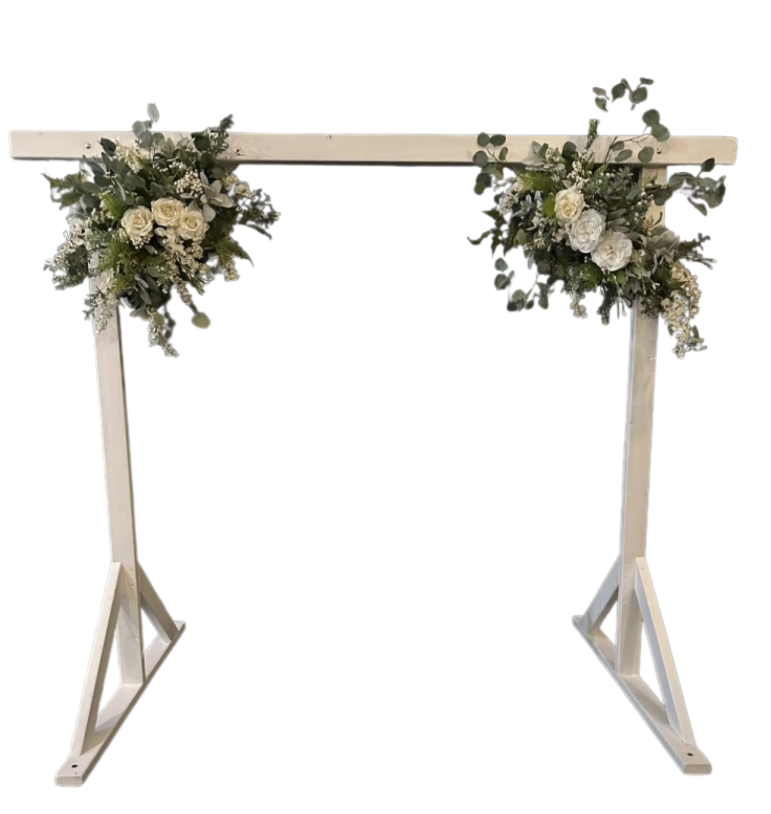 7' x 7' White Simple Wood Arbor