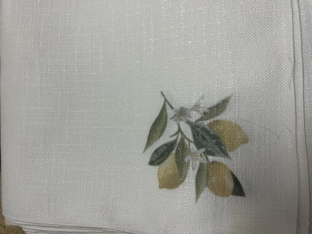 Lemon Squeeze on White Panama Napkins