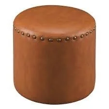 Faux Brown Leather Ottoman