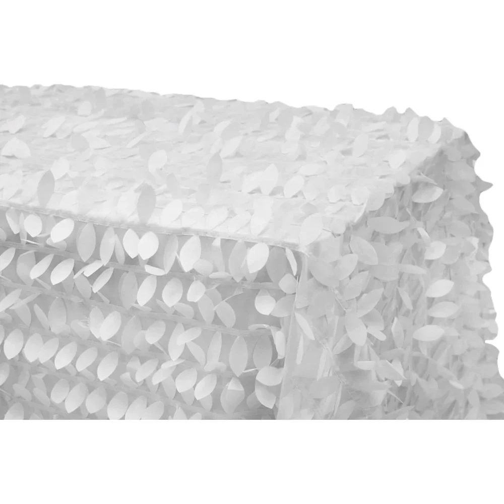 White Leaf Petal Taffeta Table Linen