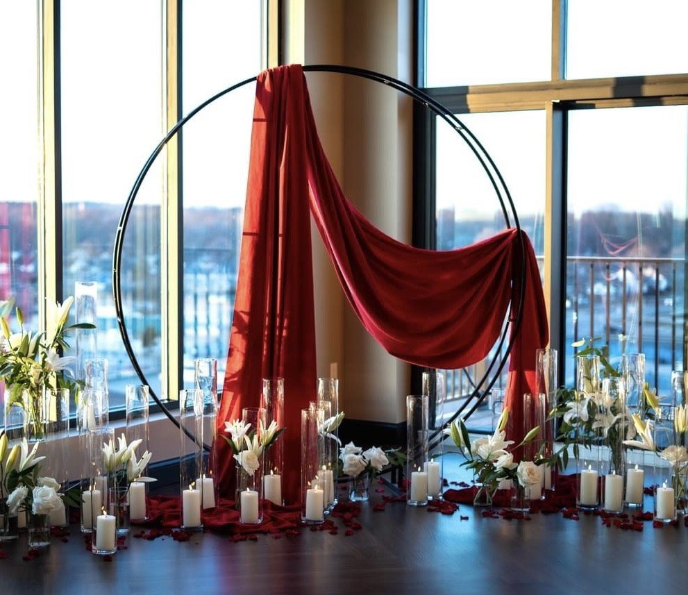 7' Round Black Metal Arbor