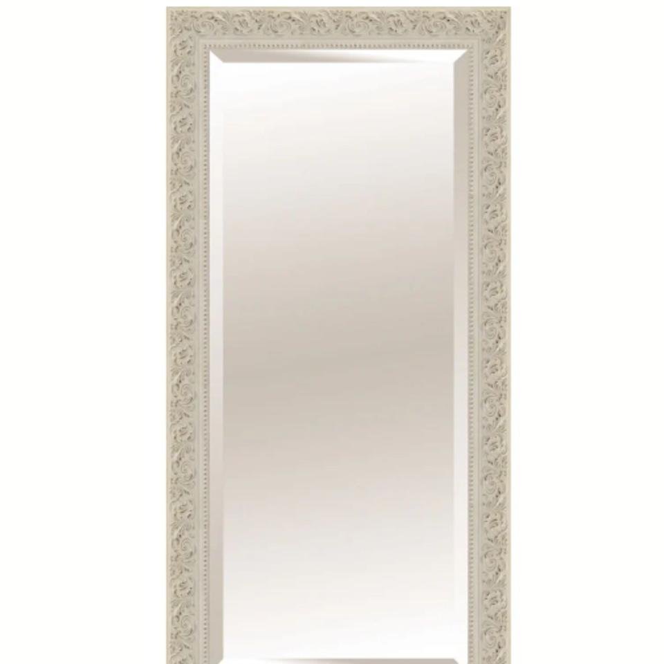 65" Antique Ivory Floor Mirror