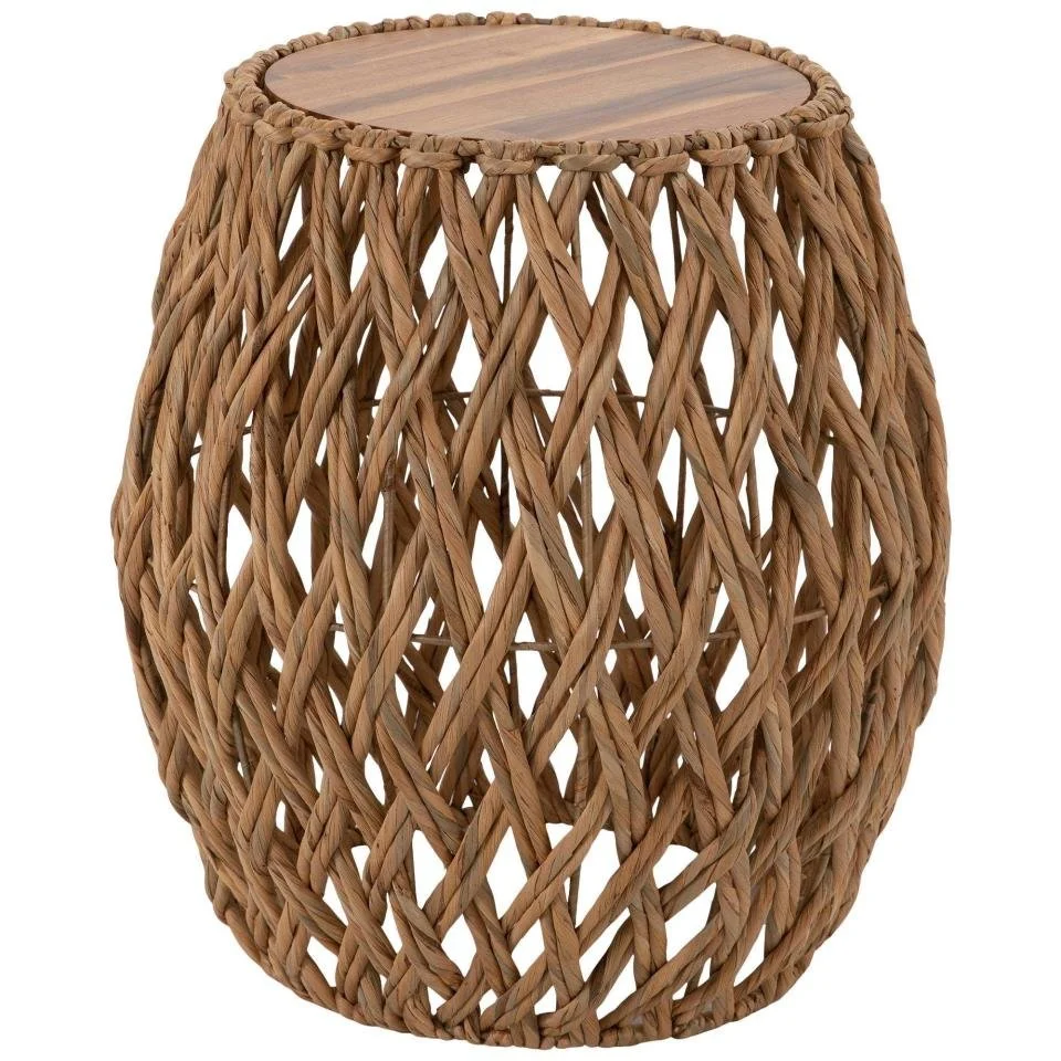 Wicker Wood Top End Table