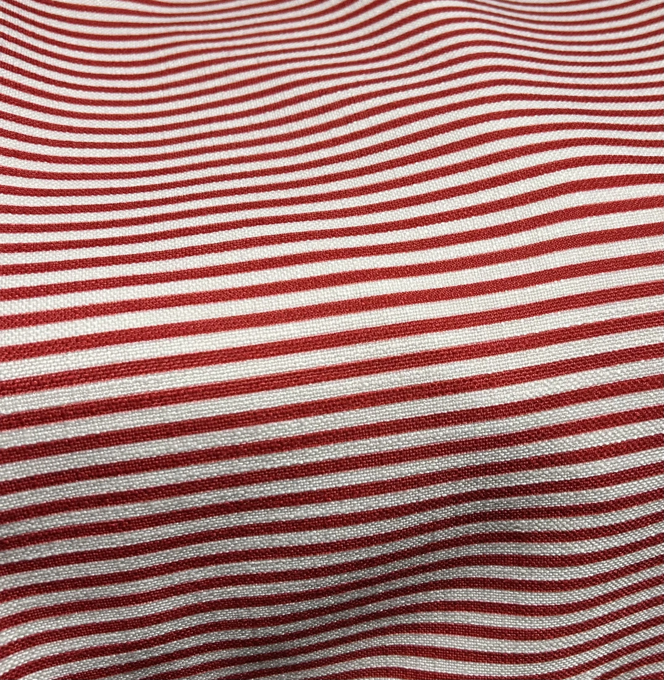 Red Morgan Stripe on White Panama Table Linen
