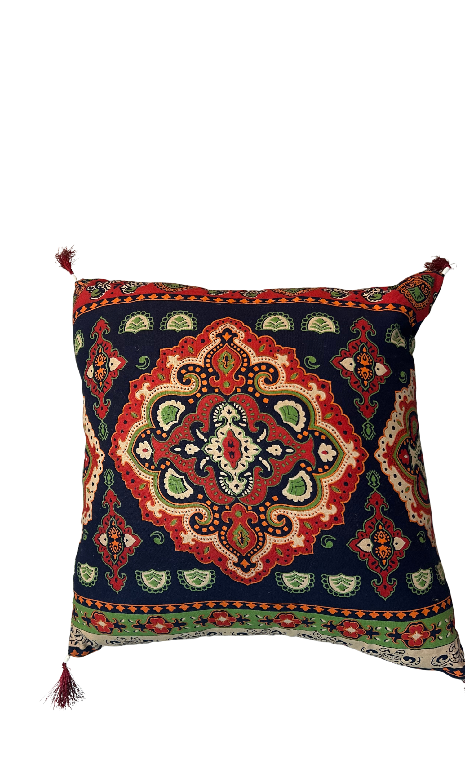 Navy/Red Indian Ethnic Throw Pillow