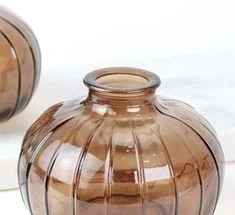 Amber Hobnail/Ribbed Bud Vase