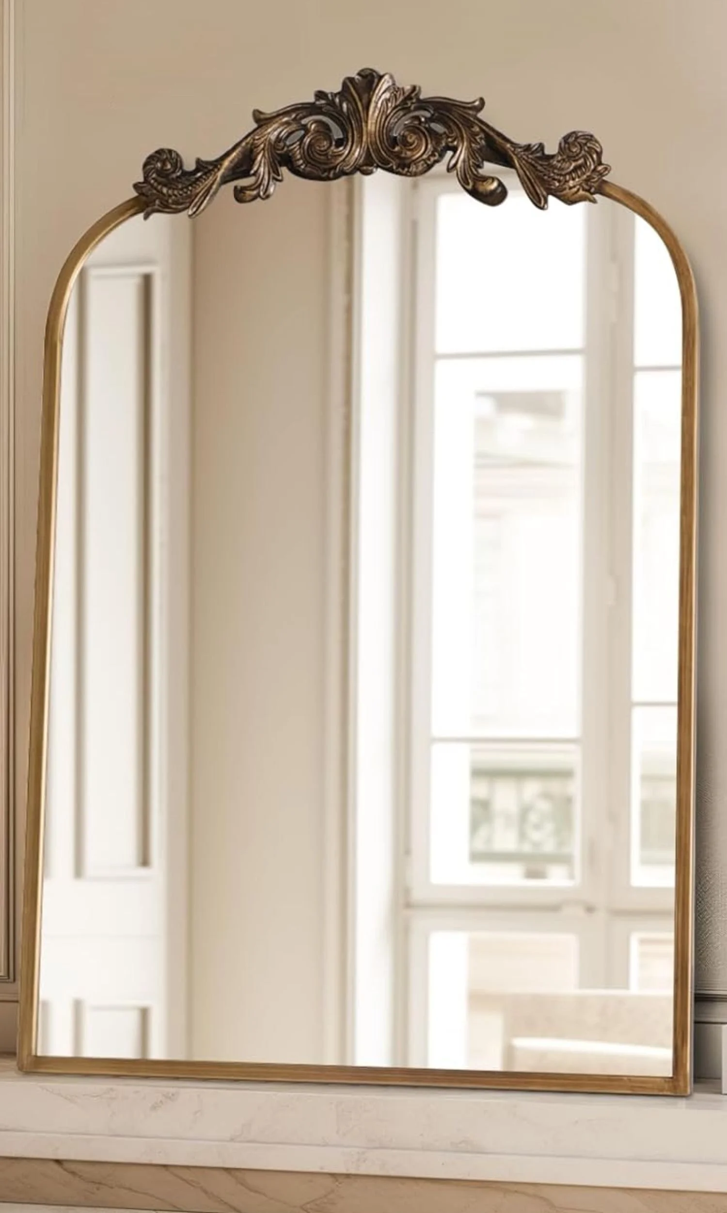 Gold Ornate Half Oval Mirror (19" x 27")