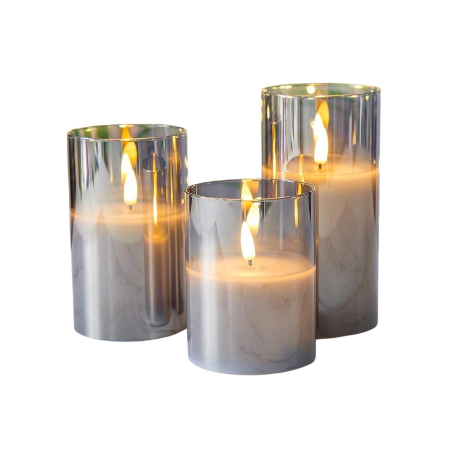 LED Smoke Glass Cylinder Candle