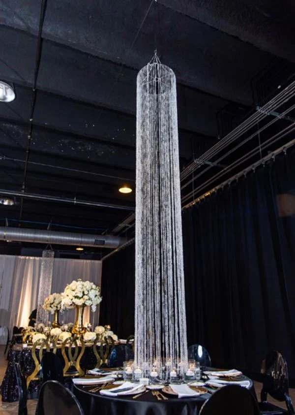 9ft Crystal Column Chandelier