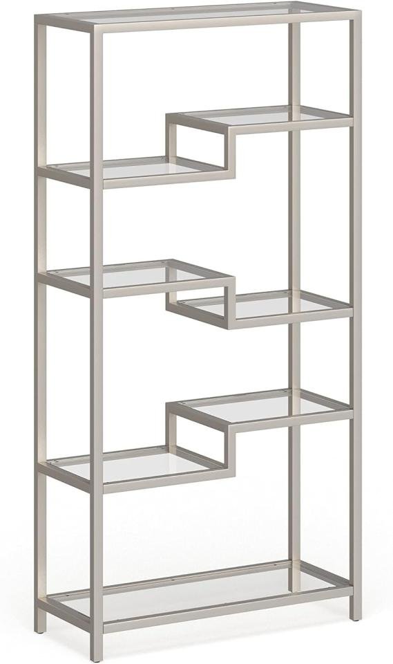 Silver Metal Staggered Shelves (72" Tall by 32" Wide)