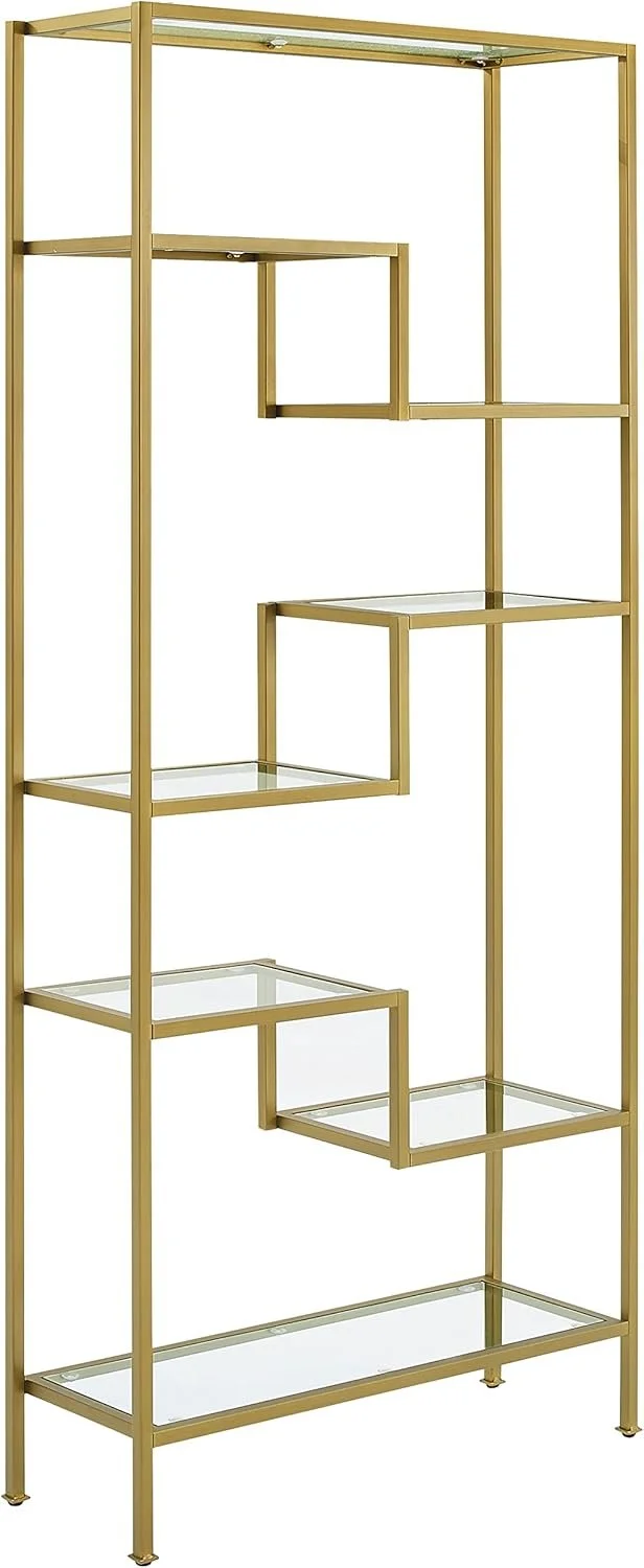 Gold Metal Staggered Shelves (68" Tall by 34" Wide)