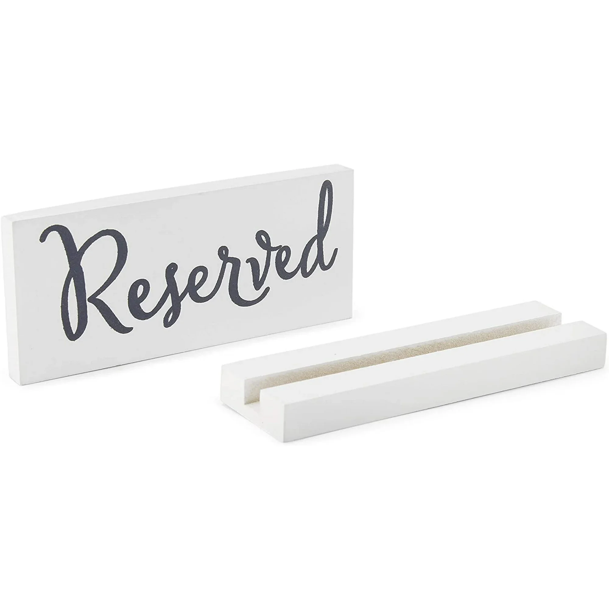 White Wood "Reserved" Sign w/Stand