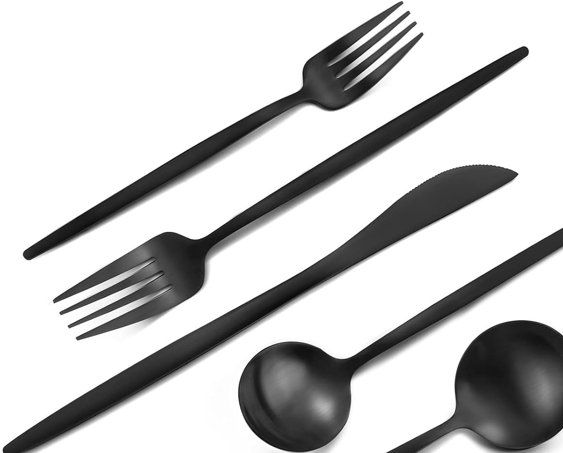 5 Piece Black Flatware Set