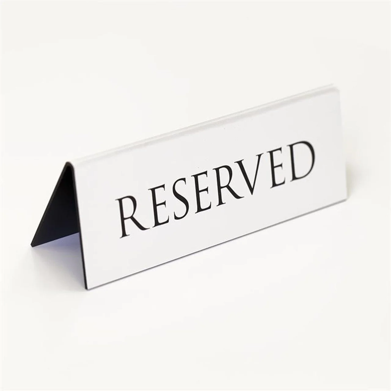 Silver Metal Tented "Reserved" Sign