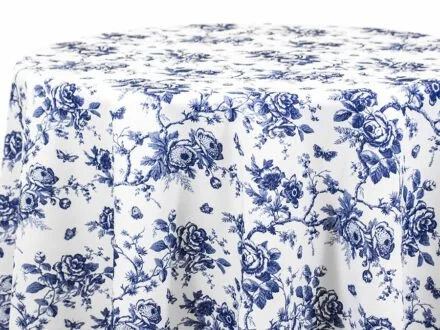 Duke French Party Toile on White Spun Poly Table Linen