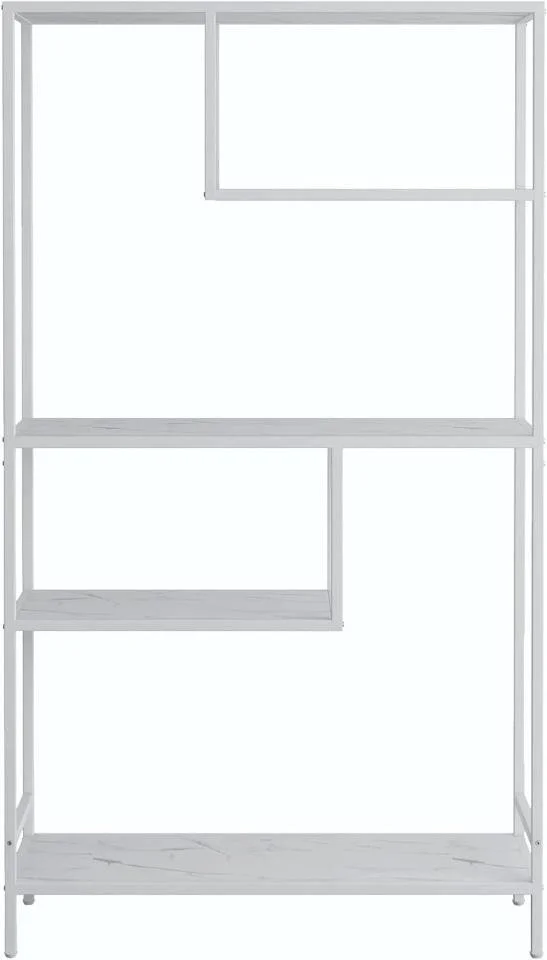 White Metal Staggered Shelves (70" Tall by 38" Wide)