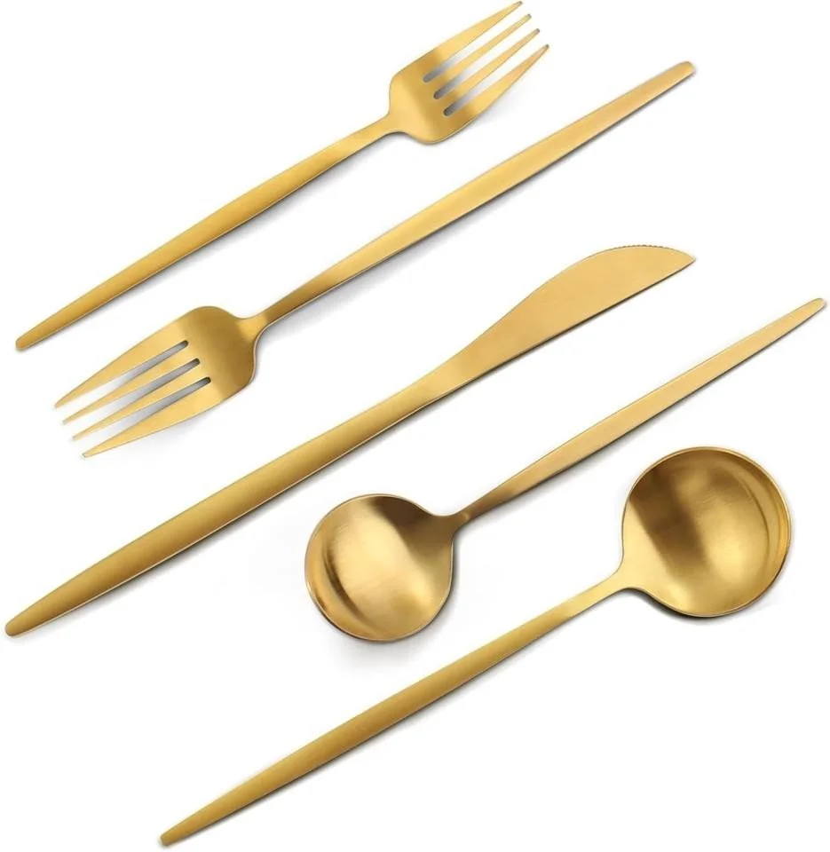 5 Piece Gold Flatware Set