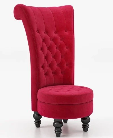 Red Velvet Tufted Wingback Chair