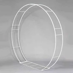 8' White Metal Circle Arbor