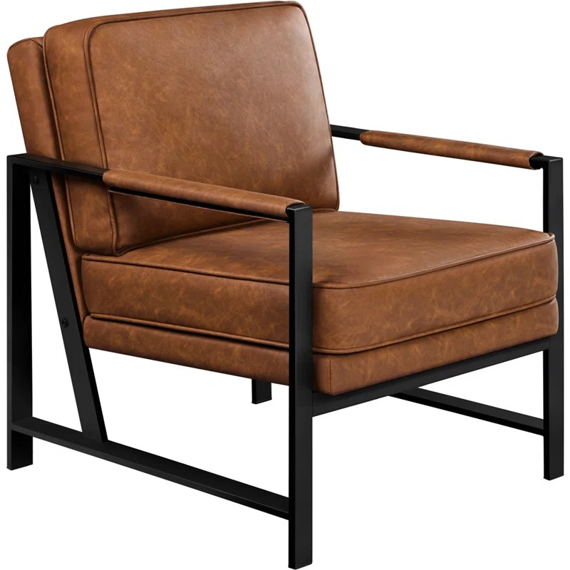 Brown Faux Leather Lounge Chair