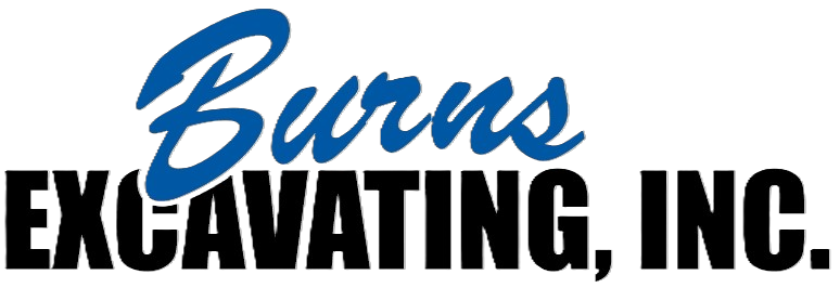 Logo of Burns Excavating Inc. with a blue and black design.