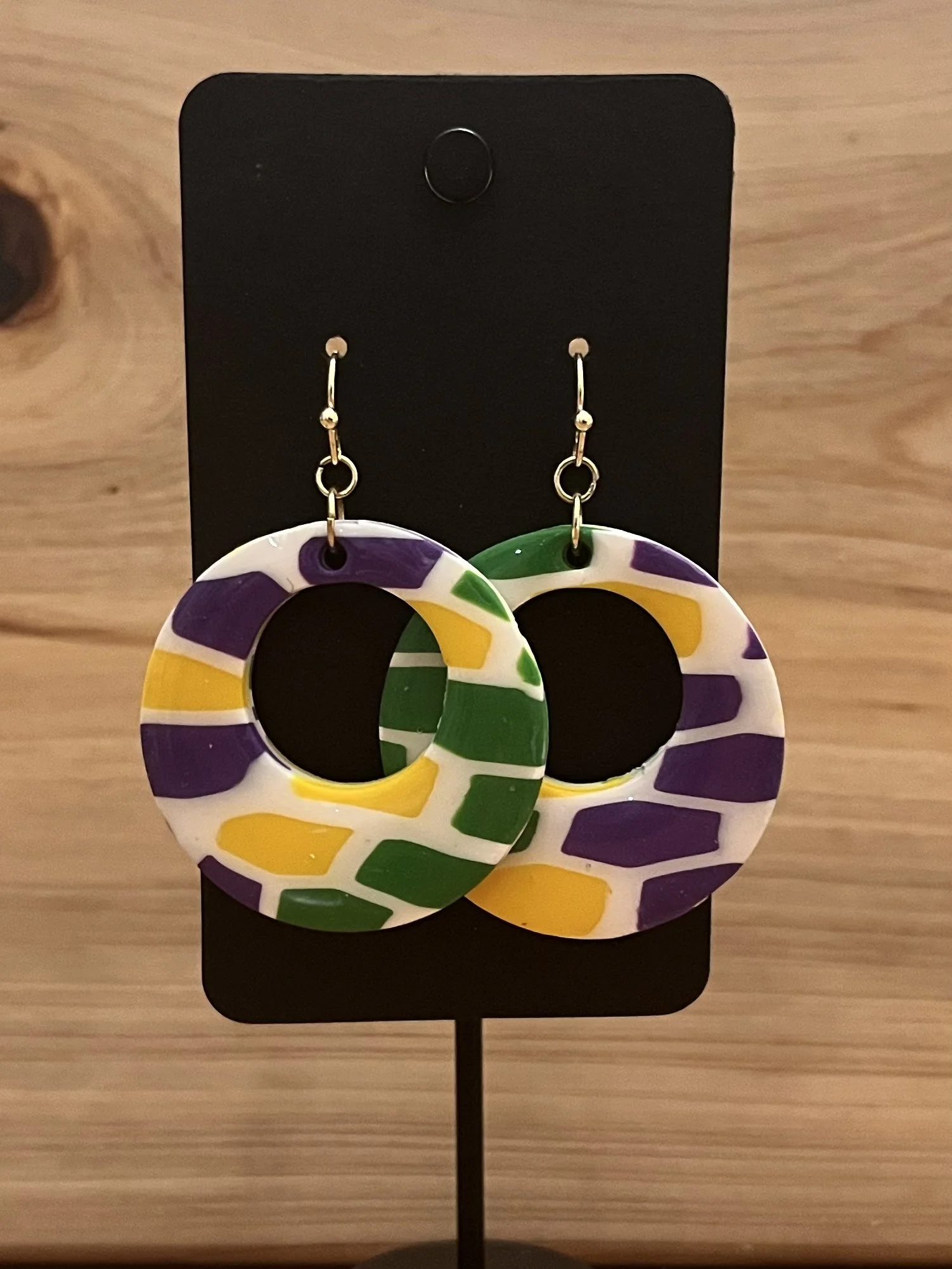 Polymer clay Mardi Gras earrings