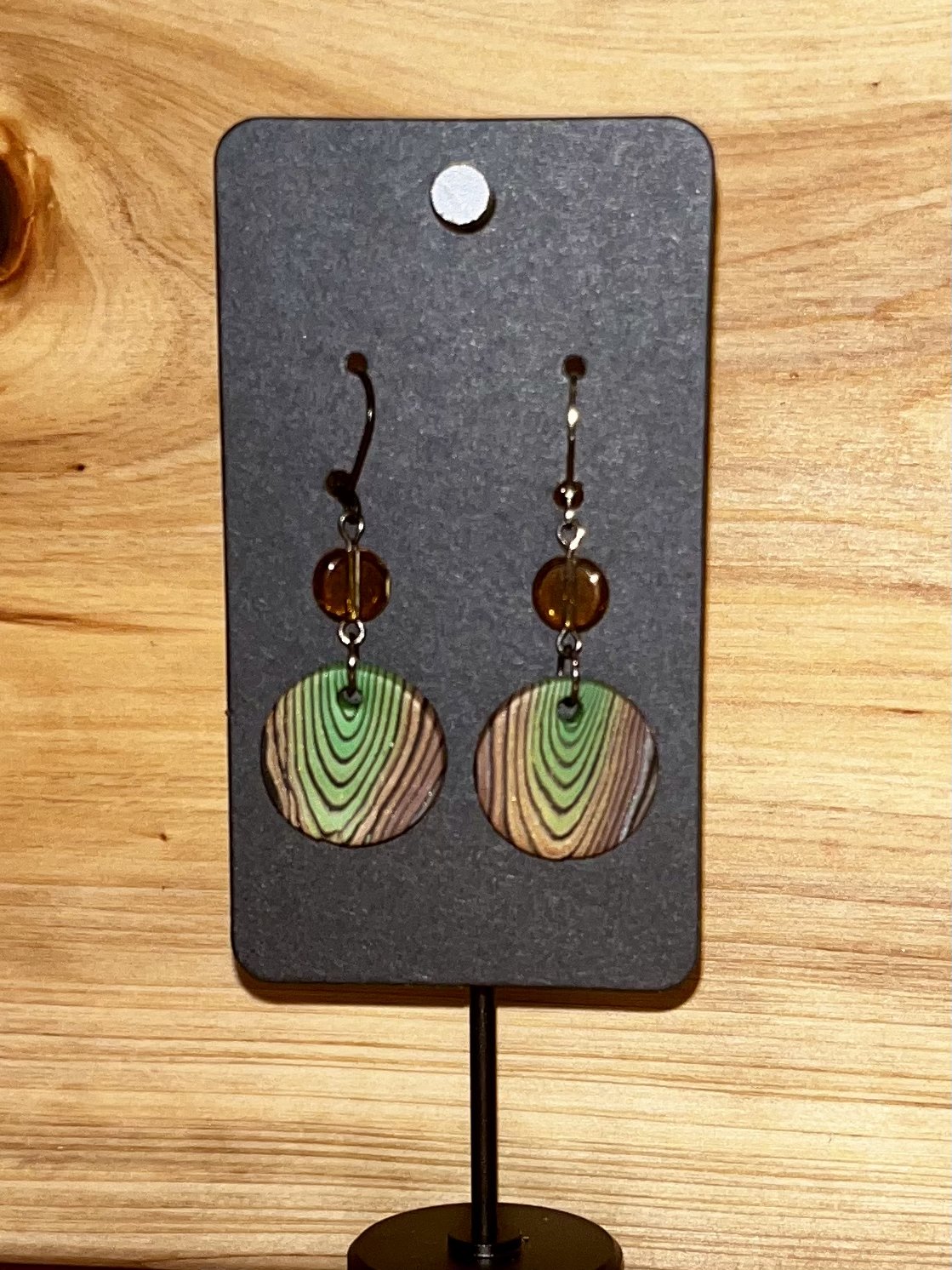 Wood grain polymer clay earrings