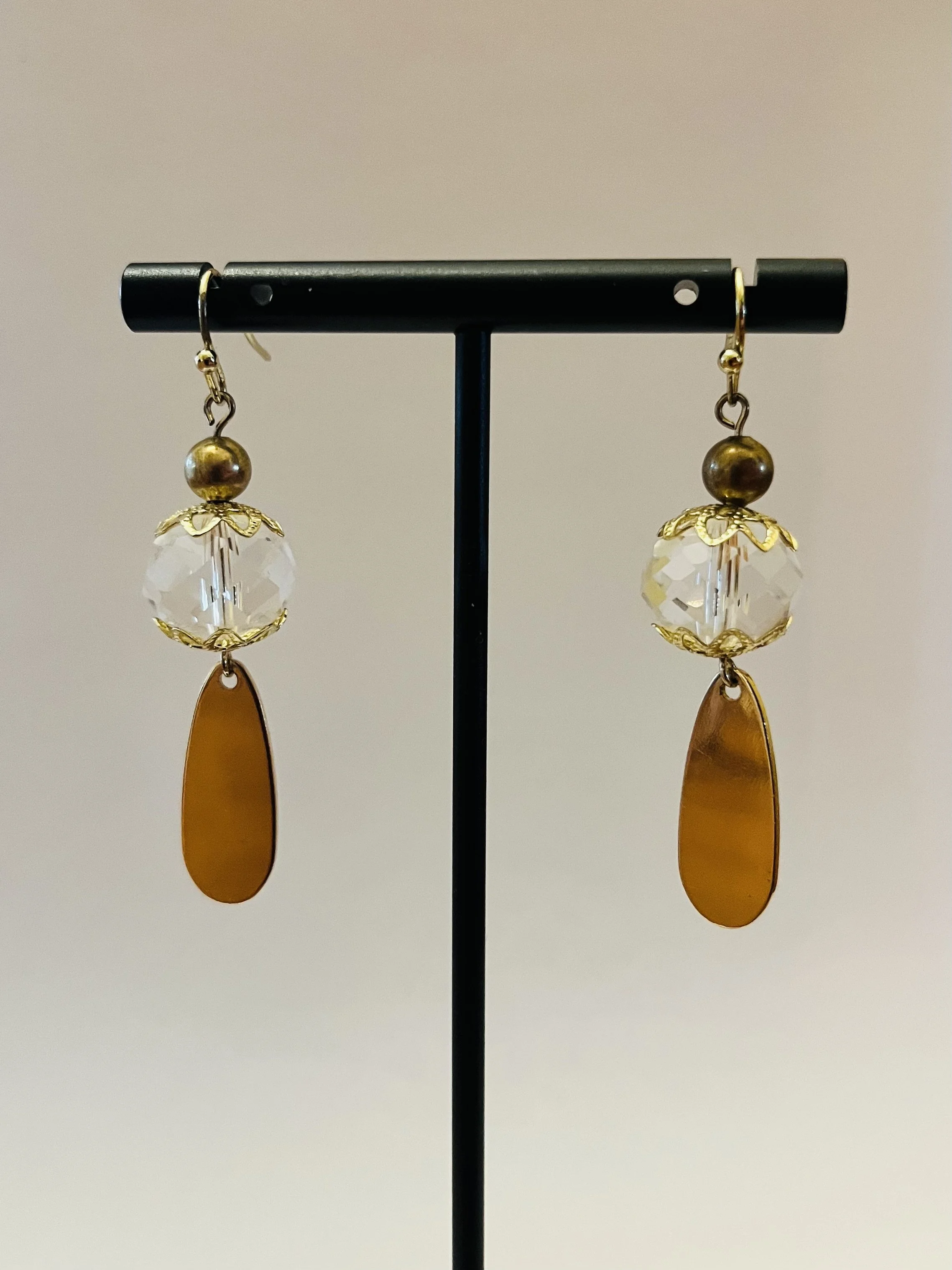 Gold & Crystal Drop Earrings