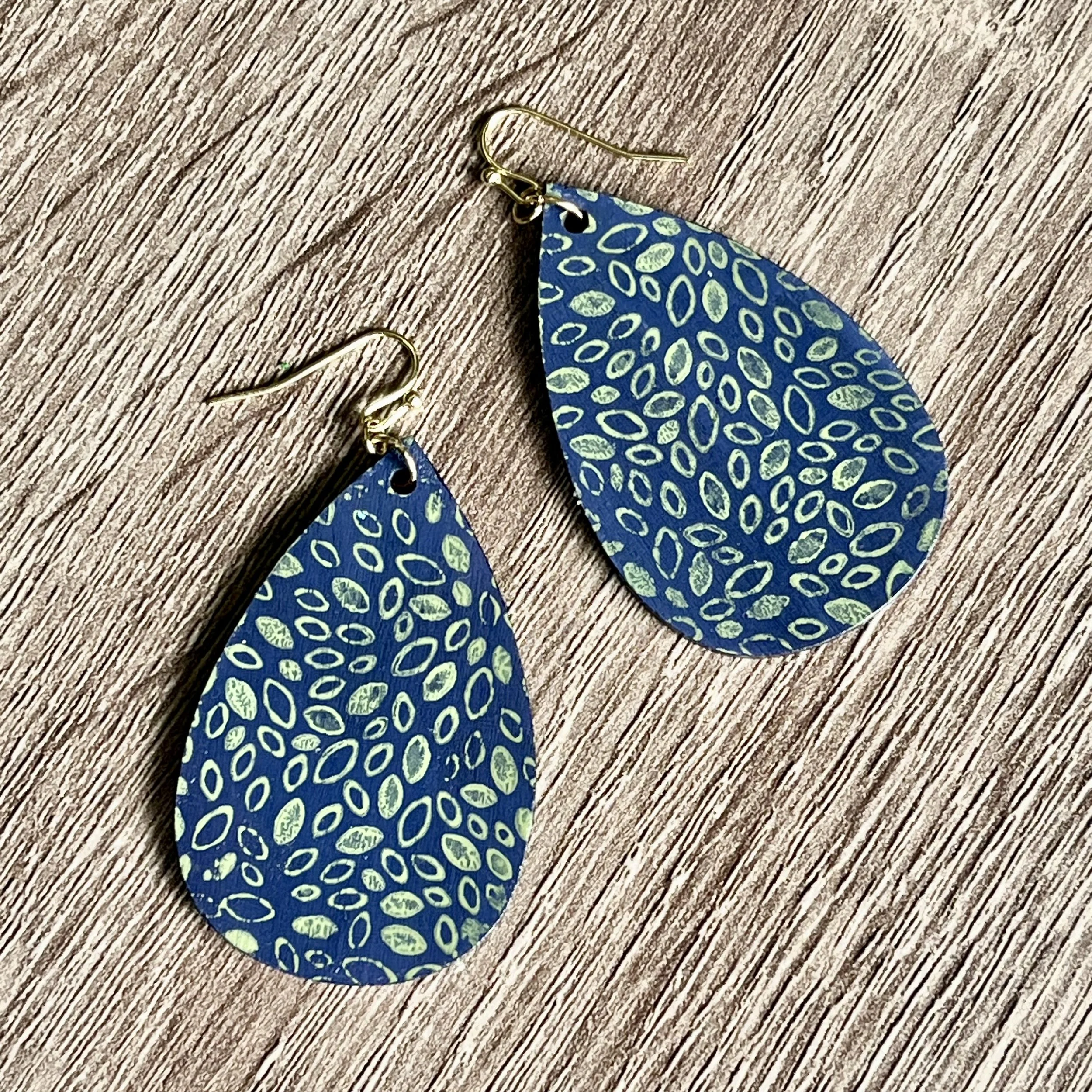 Hand painted wood earrings
