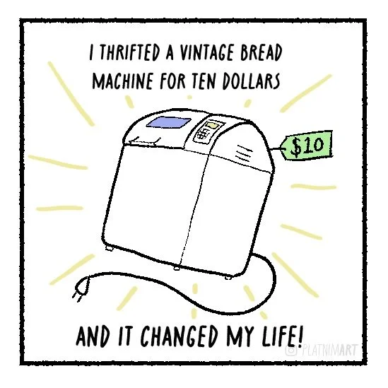 This happened in college. Whoever thinks this way as a grown adult lives a sad, convenient homemade bread-less existence. 
.
.
[ Bread | Baking | College | Comic | Funny | Story Time | Webcomic | Lea | Artist | Digital Art ]
#comic #breadmachine #fun