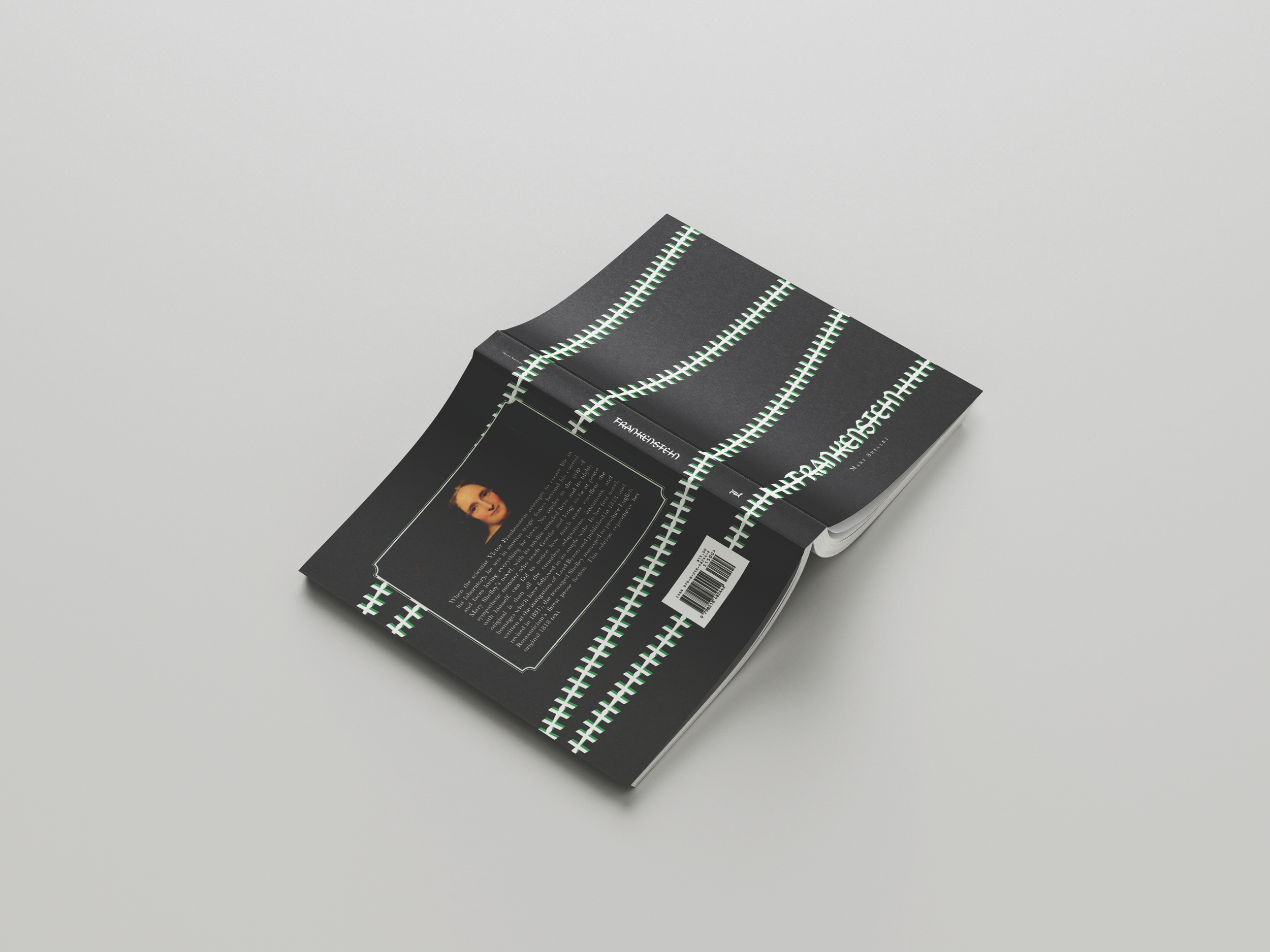 Front and back cover of the Frankenstein novel redesign.