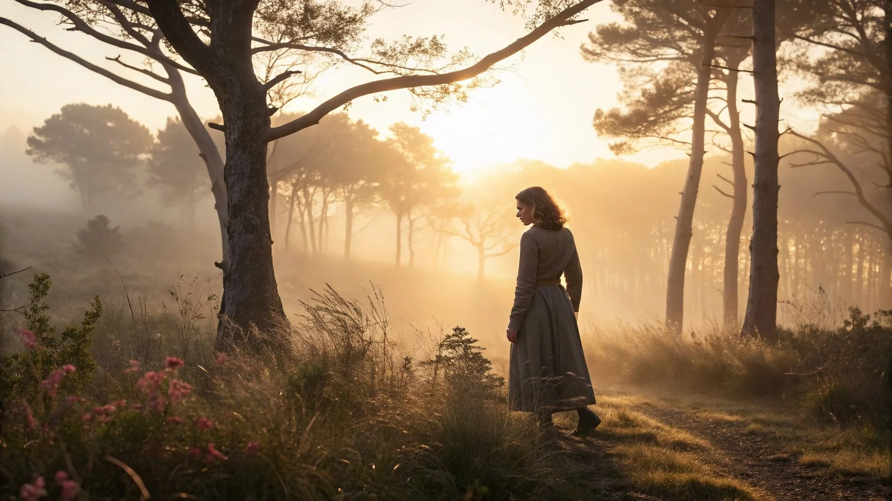 Woman standing in soft morning light, symbolizing healing and rediscovering her authentic self after identity loss from trauma.